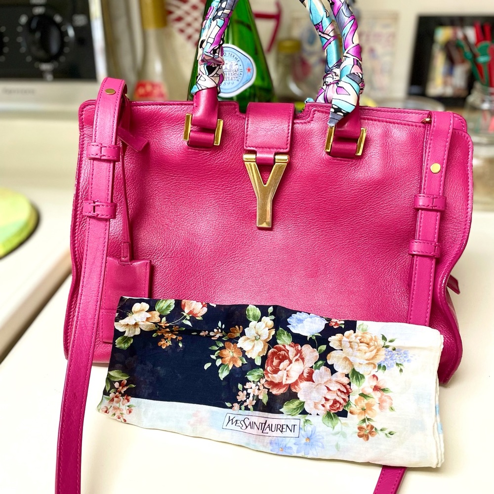 SAINT LAURENT YSL Ligne Y Matcho Satchel FUSHIA handbag